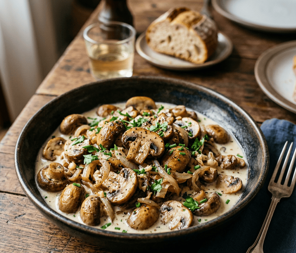 Champignons mit Knoblauchsauce